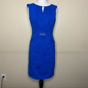 Women’s Ellen Tracy sleeveless dress, with gold detail at the waist and neck